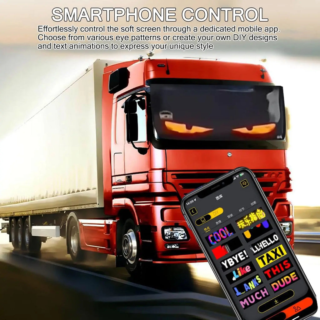 2PCS Devil Eyes APP Bluetooth Car advertising Screen LED Devil Eyes Light LED Flexible Display Full Color Smart Car Soft Screen