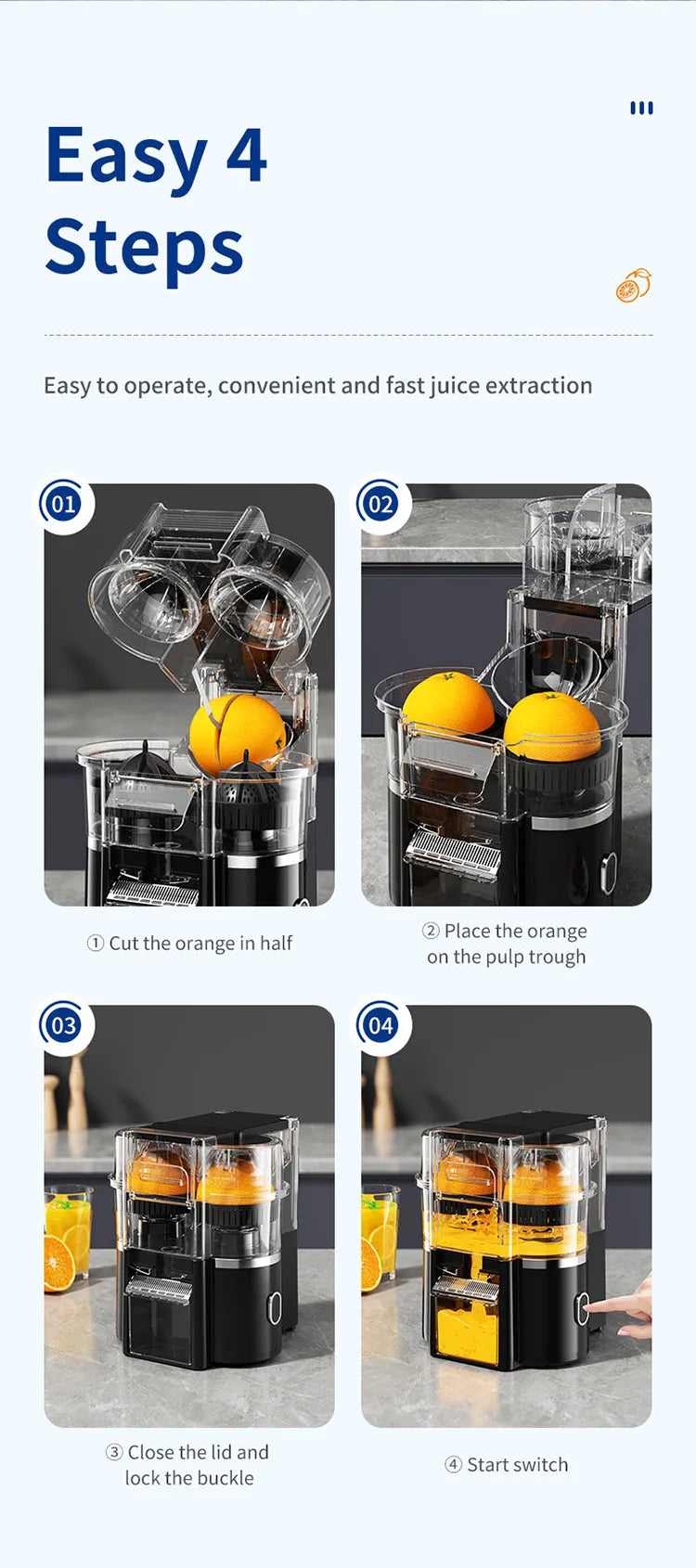 DualHead Electric Orange Juicer Squeezer Citrus Juicer Machines with Power Cord Cleaning Brush for Home Kitchen