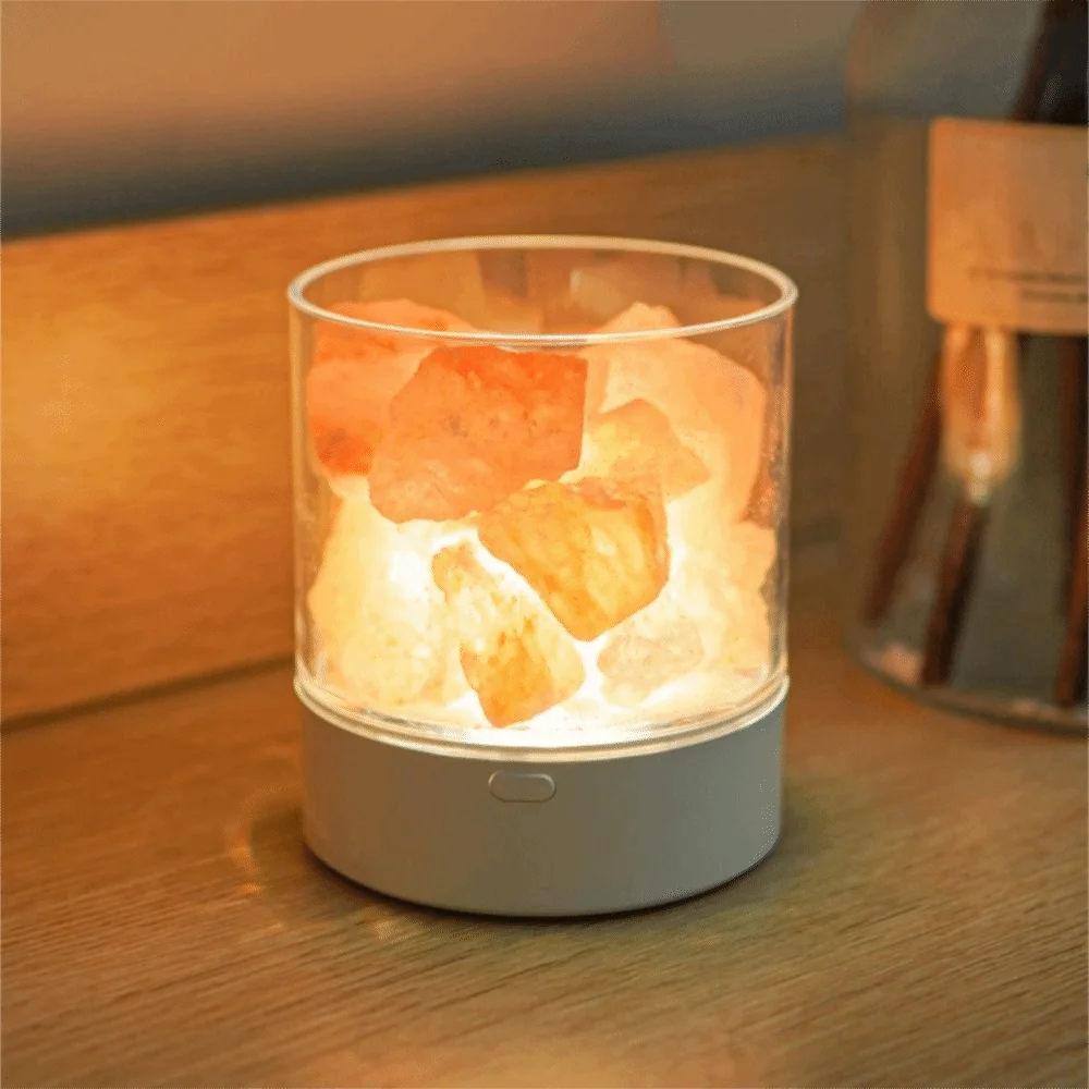 Natural Crystal Salt Lamp USB Powered Eye Protection Table Lava Lamp 7 Color Lights LED Table Light Home Decor