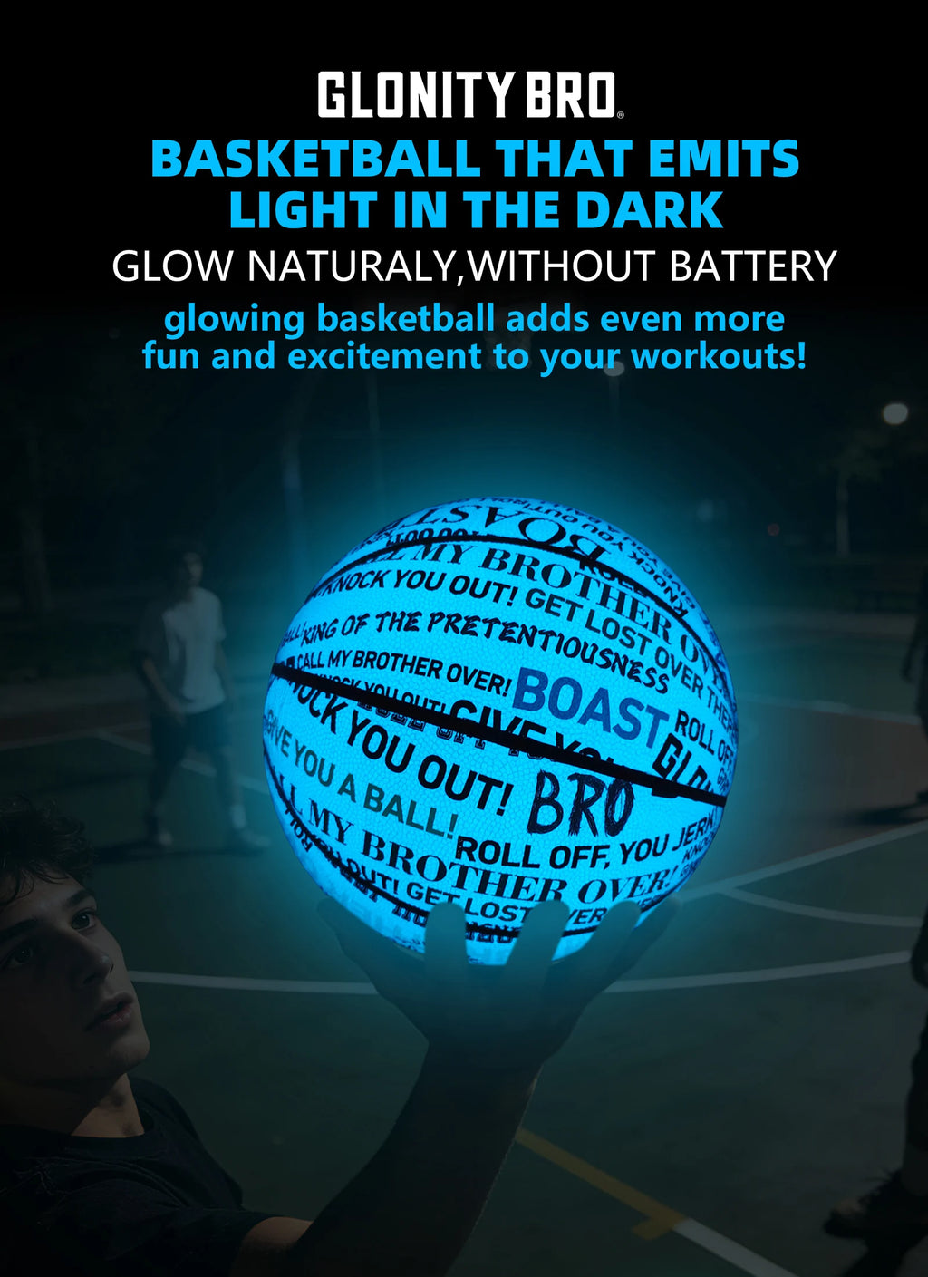 Glow Basketball For Boy Girl Gifts,High Quality Composite Leather Standard Size 6&7 Outdoor Street Luminous Blue Balls Night Use