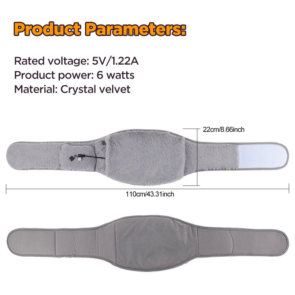 3 Levels Electric Graphene Heating Pad Cold-Proof Uterine Belt Cold-Proof Hand Waist Warming Pad USB Recharging Abdominal Warmer