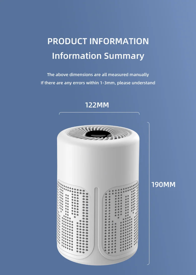 Mini Desktop Air Purifier HEPA Filter With Negative Ion Technology Eliminates Formaldehyde Odors Smoke And Dust Particles