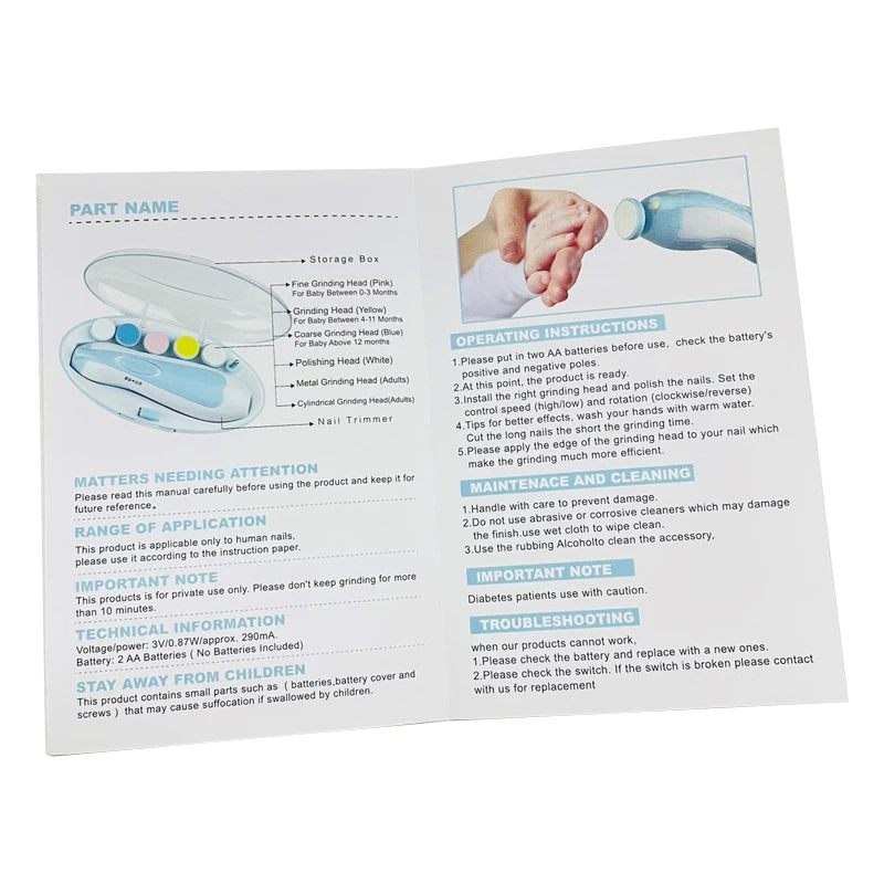 Multifunctional Electric Baby Nail Trimmer Baby Nail File Clippers Toes Fingernail Cutter Trimmer Manicure Tool Set Baby Care
