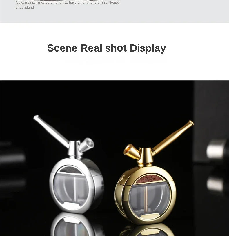 CRUSHER Dry Herb Grass Tobacco Pipes Kit Zinc Alloy Hookah Set Men and Women Use Double Filter Water Smoking Pipe Accessories