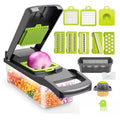 1Pc Green Black 12 in 1 Multifunctional Vegetable Slicer Cutter Shredders Slicer With Basket Fruit Potato Chopper Carrot Grater