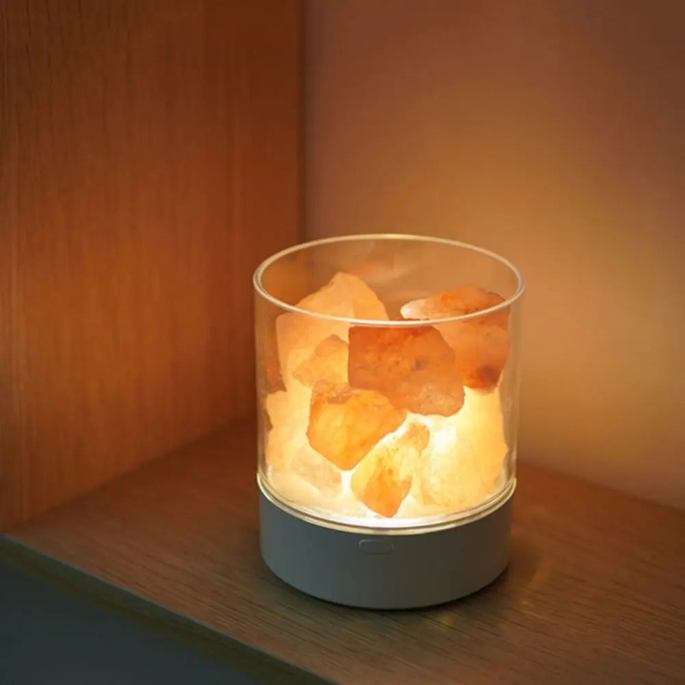 Natural Crystal Salt Lamp USB Powered Eye Protection Table Lava Lamp 7 Color Lights LED Table Light Home Decor