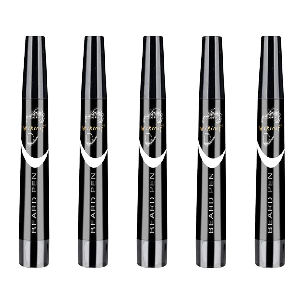Multi-Pack Bundle Beard Pen Black Kit Barber Styling Pencil with Brush Natural Finish Cover Facial Hair Patches Tool