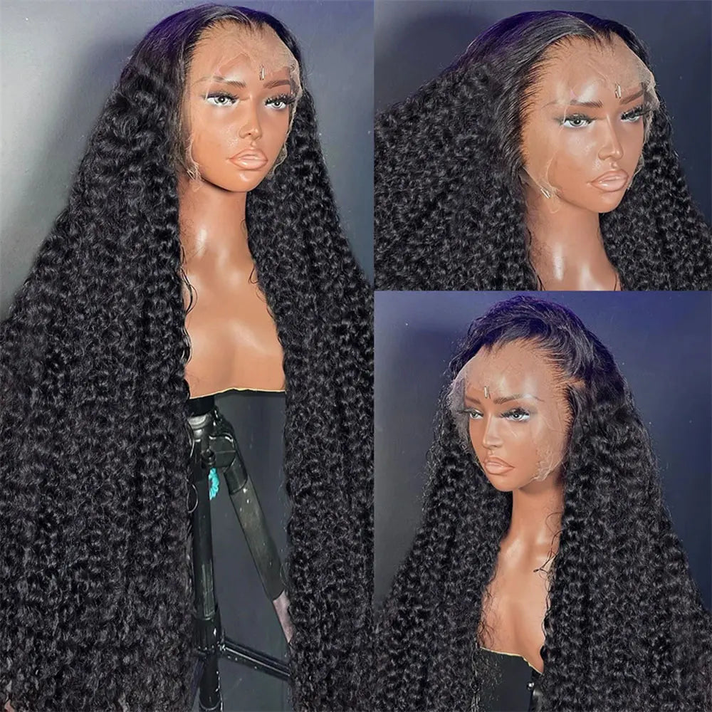300% Density 13x6 Hd Transparent Loose Deep Wave Lace Frontal Wig Brazilian 40 46 Inch 13x4 360 Curly Lace Front Wigs For Women