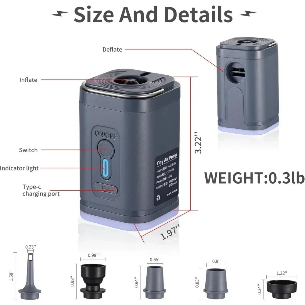 Mini Portable Vacuum Air Pump,Inflate Deflate for Pool, Air Bed,Vacuum Storage Bags-Compact Air Compressor for Home And Travel