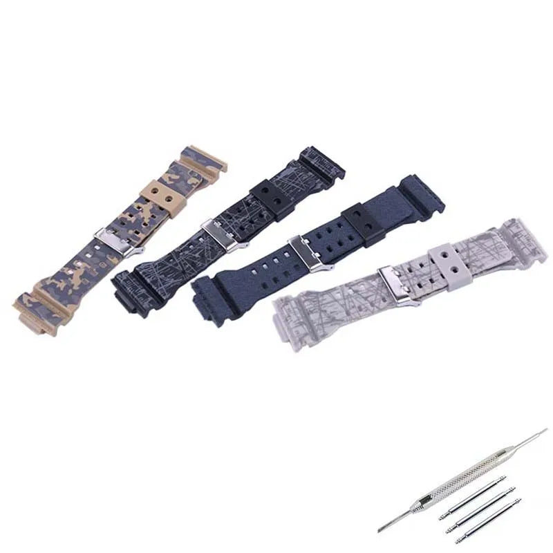 16mm Men's Camo Resin watch band Compatible for Casio GA-100/110/120/140 700 GD-100 GLS-100 GAX-100 watch strap rubber wristband