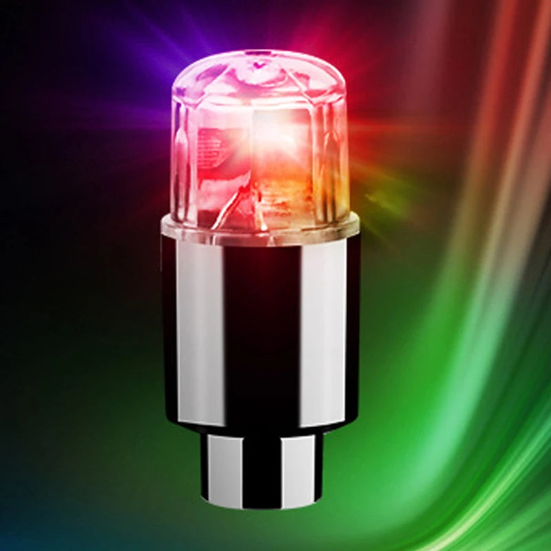 4Pcs Colorful LED Wheel Lights Car Tire Valve Caps Neon Light Bulb Universal Car Motorcycle Bicycle Valve Cover Auto Exterior