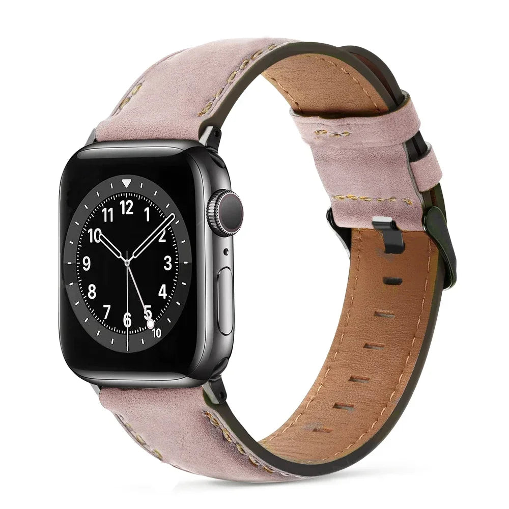 Leather Strap for Apple watch band 44mm 49/45mm 40/41 42 46mm belt Retro luxury Correas iWatch series 10 9 5 4 SE 6 7 8 ultra 2