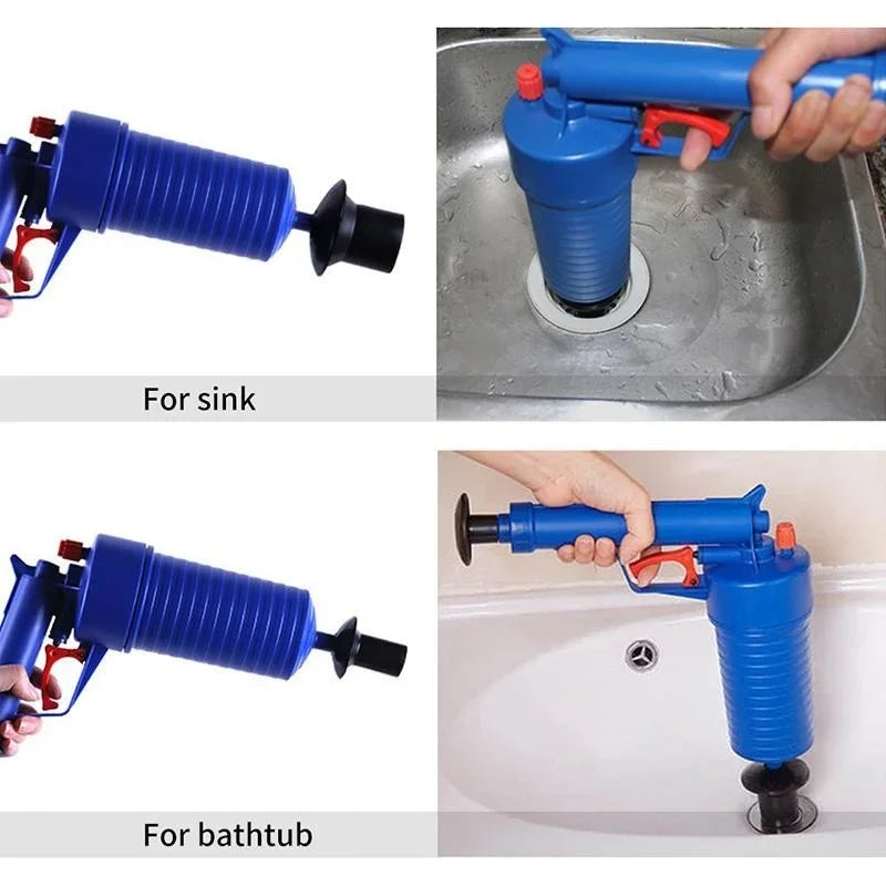 Air Power Drain Blaster Gun High Pressure Pipe Plunger Drain Cleaner Pump Pipeline Clogged Remover Bathroom Sink Toilet Cleaner