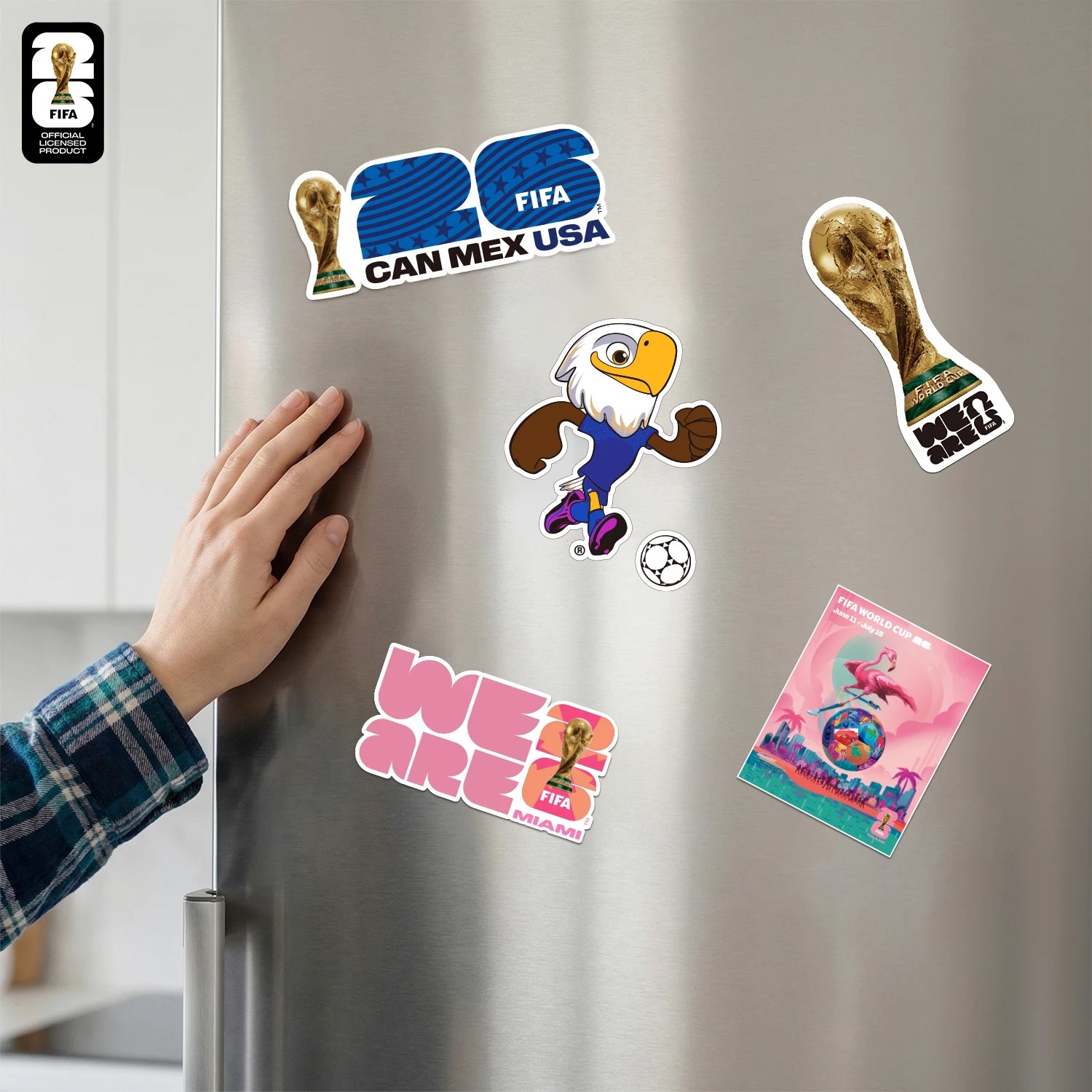 FIFA World Cup 2026 Official Fridge Magnet with Trophy, Host City & Mascot Design - Magnet Stickers for Refrigerator Souvenirs
