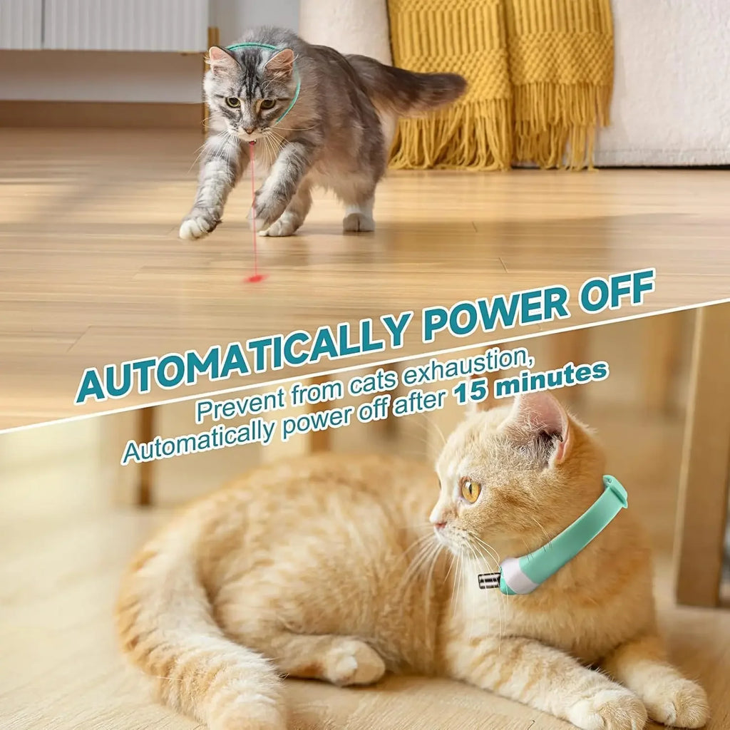Rechargeable Cat Collar Laser Toy with Red Light, Interactive Cat Laser Toy for Bored Indoor Cats, Electric Laser Collar Toy