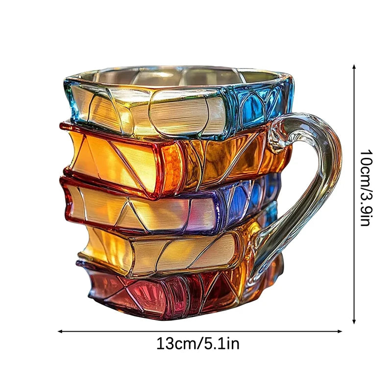 Creative Painted Book Mug 11oz Novelty 3d Painted Books Coffee Mug Unique Colorful Resin Books Stack Coffee Cup Collection Gifts