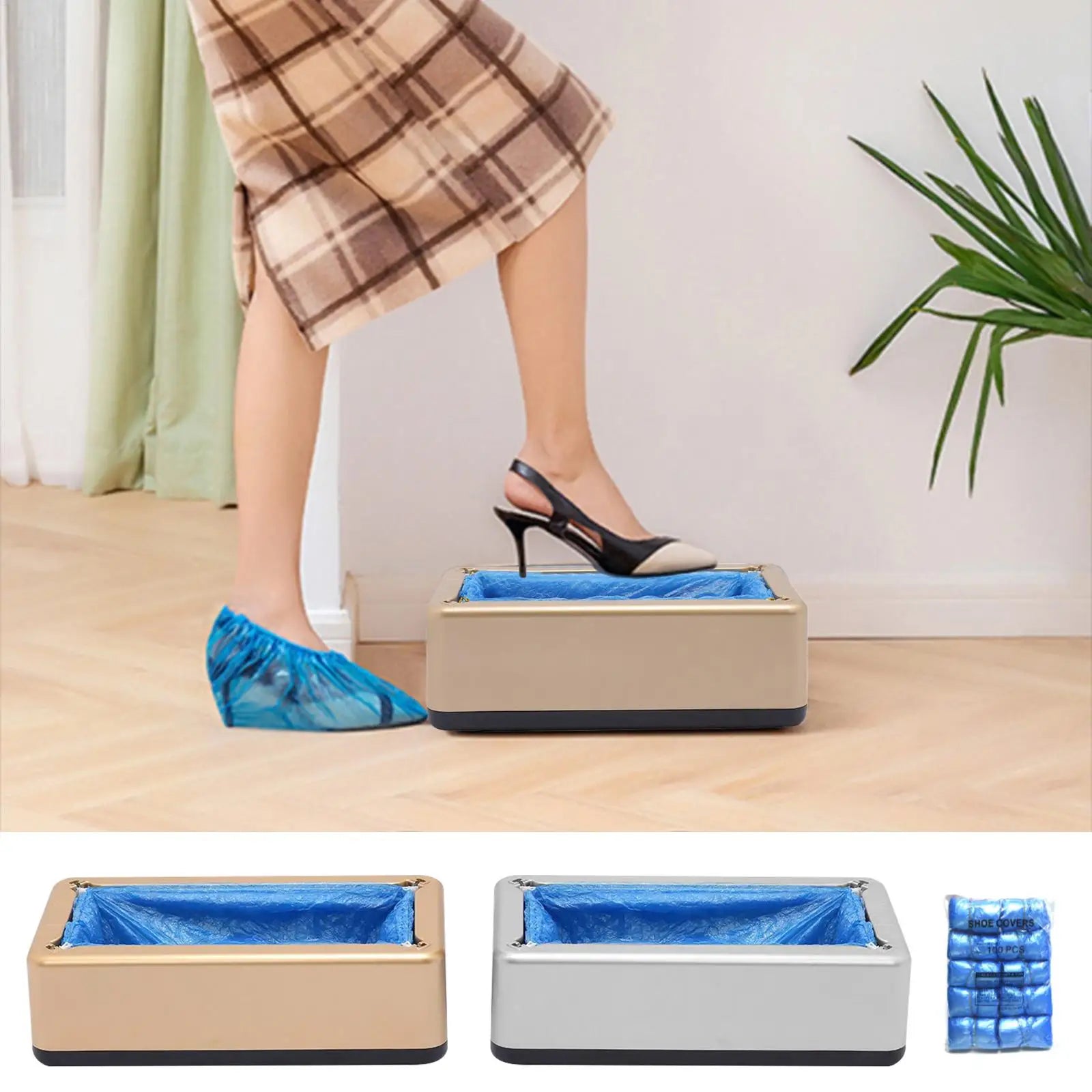 Automatic Shoe Cover Dispenser Machine with 100 Covers Non Slip Dustproof Disposable for Home Office Hospital Lab Entryway