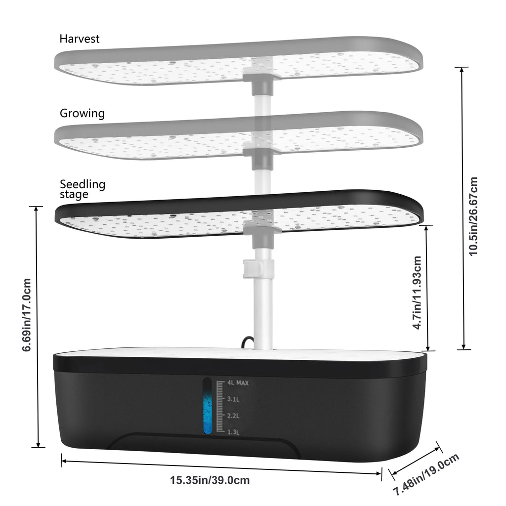 12 Pods Hydroponics Growing System, Herb Garden Kit Indoor Adjustable Height with Automatic Timer 20-Watt LED Grow Light
