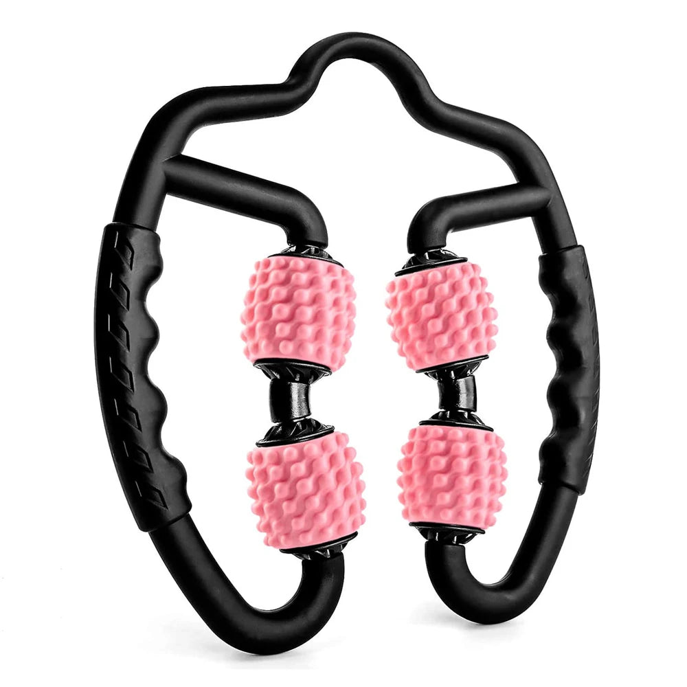 Release Post-Workout Soreness & Tension | 4-Wheel Massage Roller for Deep Muscle Relief, Legs, Back and Shoulders