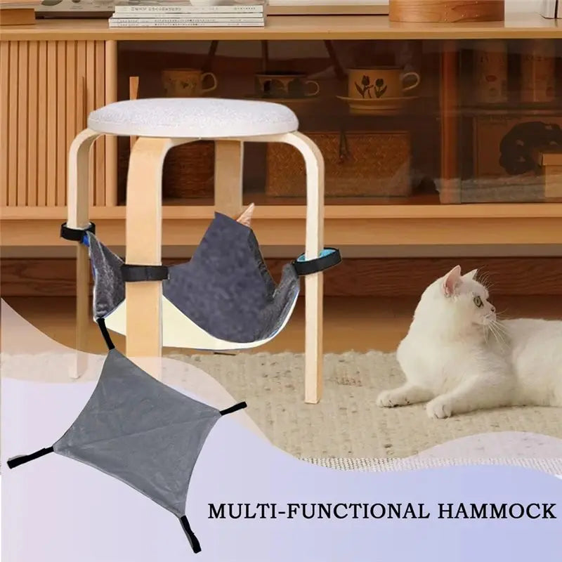 A96K-Adjustable Cat Hammock Bed Cage Accessories For Ferret Puppies Rabbits Small Animals Tree Indoor House Cat Swing Bed