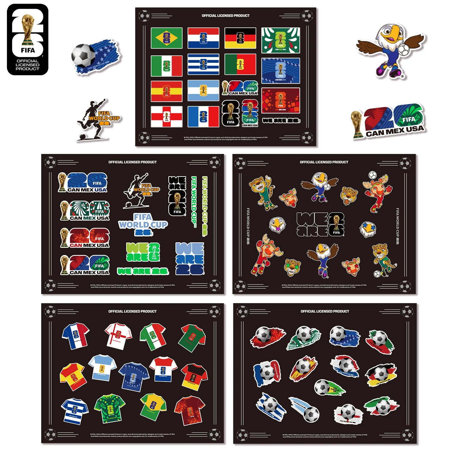 FIFA World Cup Official Authentic 2026 Soccer Stickers Football World Cup Trophy Mascot Theme Stickers,Luggage Notebook Stickers