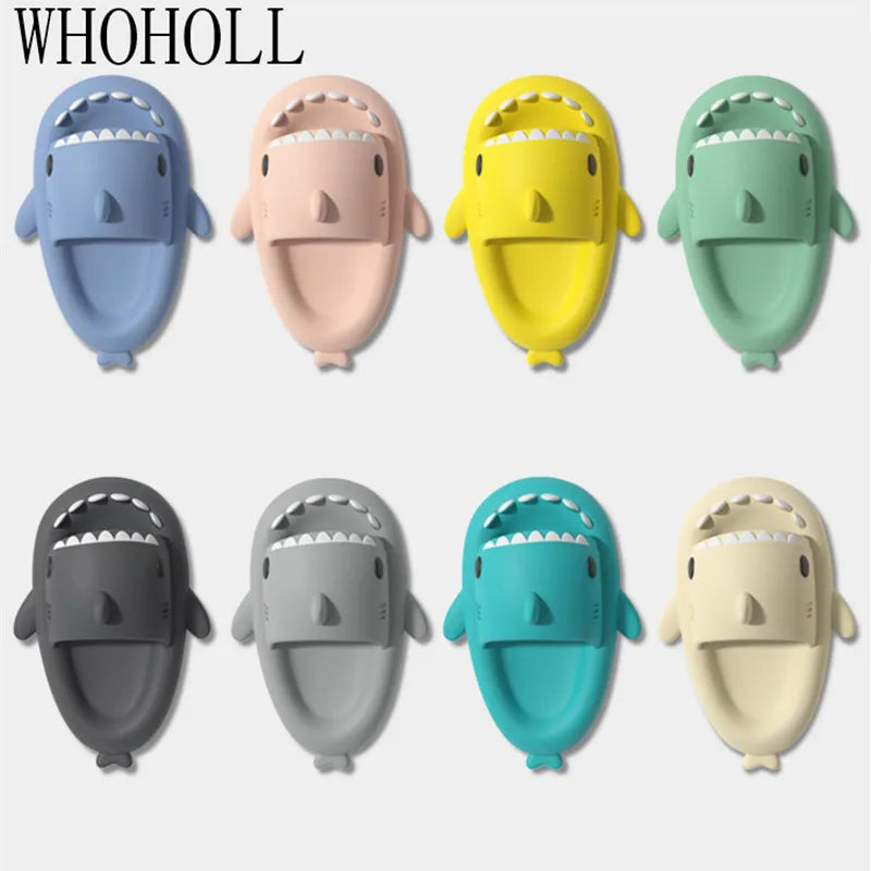 4cm Thick Sole Man Women Shark Slippers Size 46 47 2023 Summer Home Anti-skid Couple  Indoor Household Funny Slipper