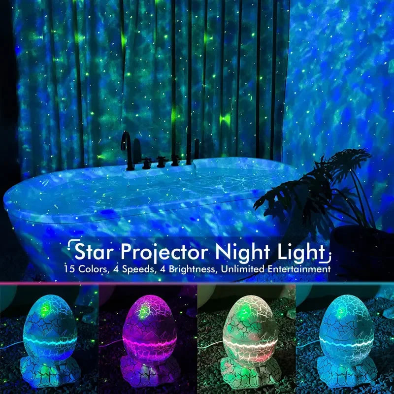 Dinosaur Egg Galaxy Projector with Remote Control Bluetooth Speaker LED Night Light Starry Sky Projection Light Children's Gift