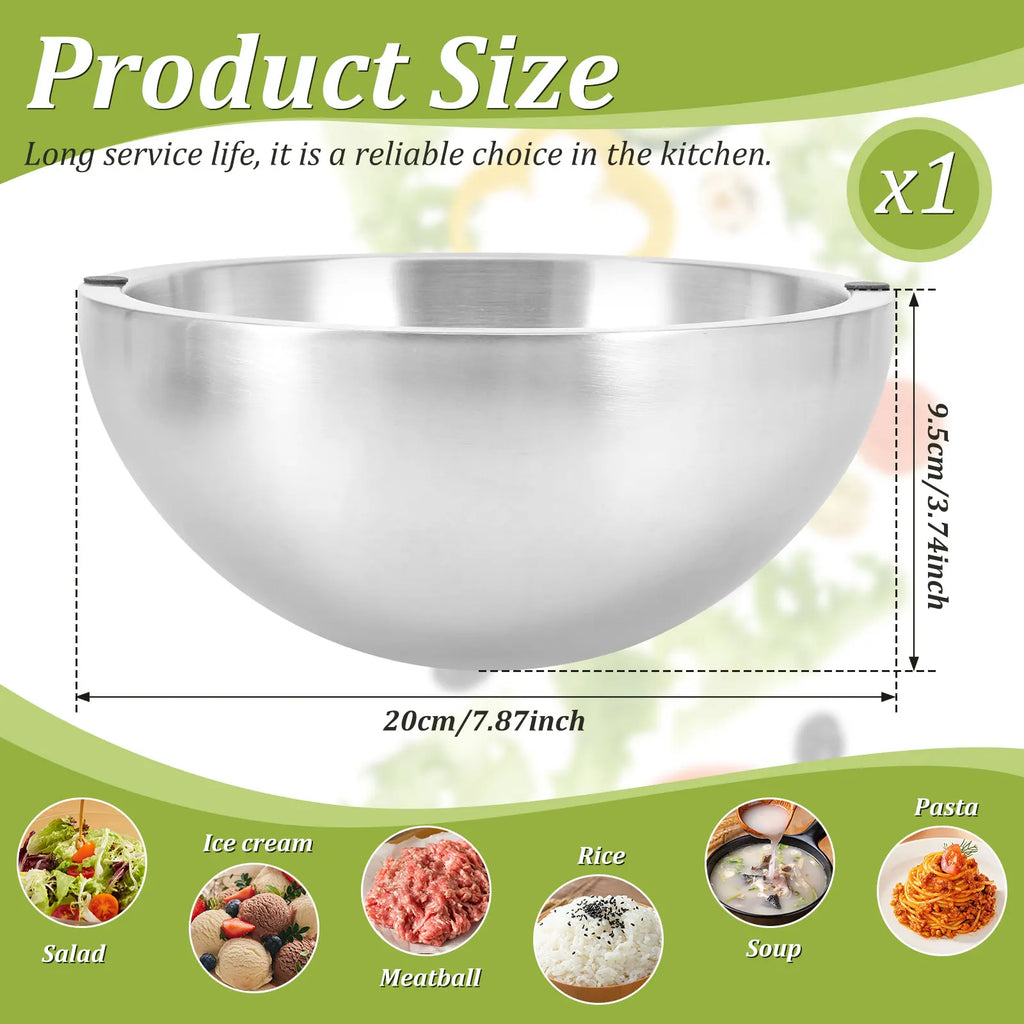 Stainless Steel Dip Chiller Bowl Serving Bowls with Double Walled Ice Cavity Insulated Etch Resistant Robust Long Service Life