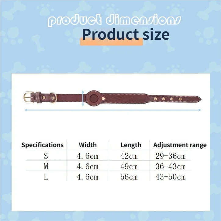 Leather AirTag dog Collar Genuine and Heavy Duty handmade pet collar with Air Tag Holder Lightweight GPS Pet Collars