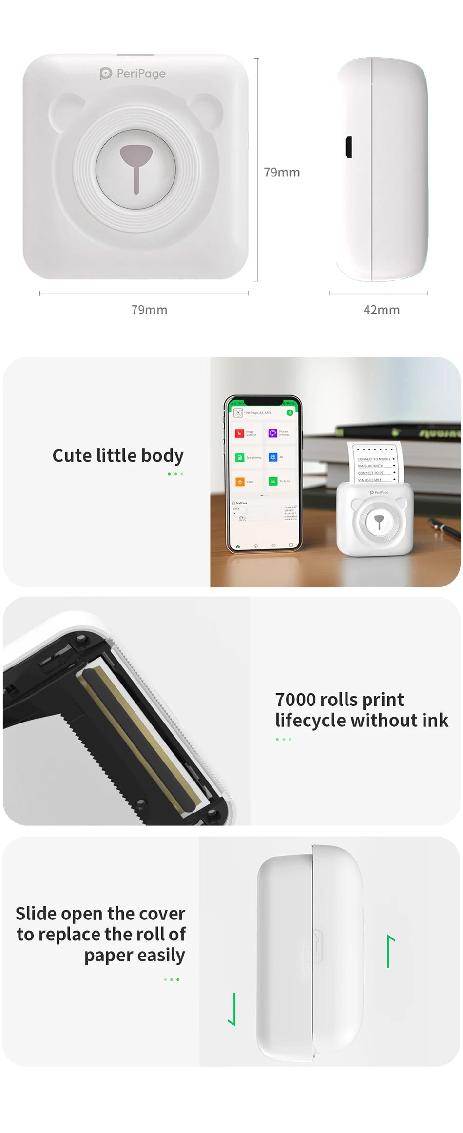 7 Colors Peripage A6 304DPI Mini Photo Printer Notes Sticker Label Printing Machine Bluetooth Portable Wireless Printer Marker