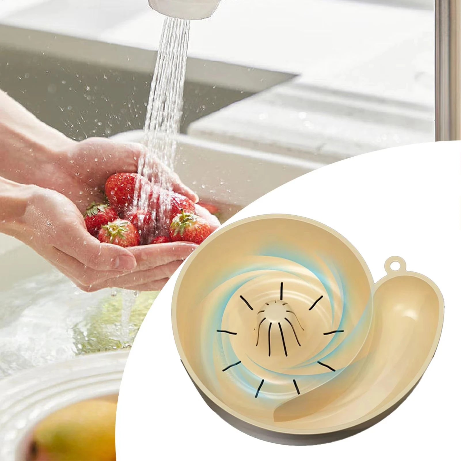 Snail Shape Fruit Drainer Basket Creative Automatic Rotation Clean Vegetable Washing Basin Multi-Functional Reusable