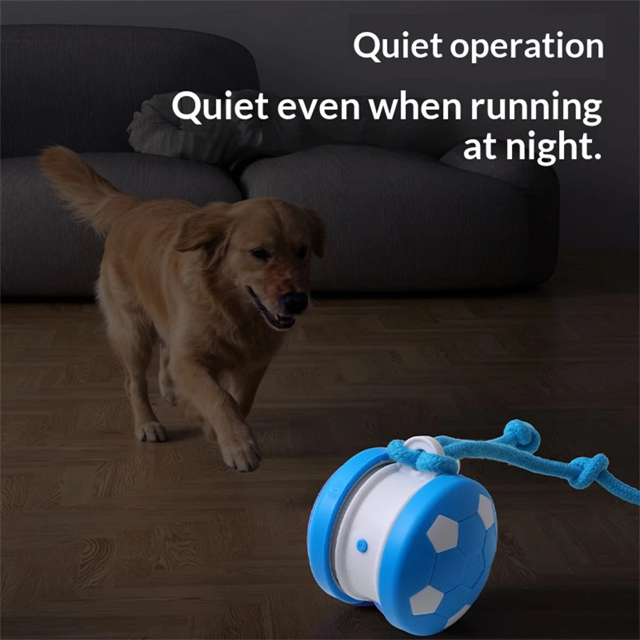 Smart Interactive Dogs Toy Balls Pets Dual-Wheel Spinning Electric ball USB Rechargeable Soccer-Shaped Cat Toys With Tail String