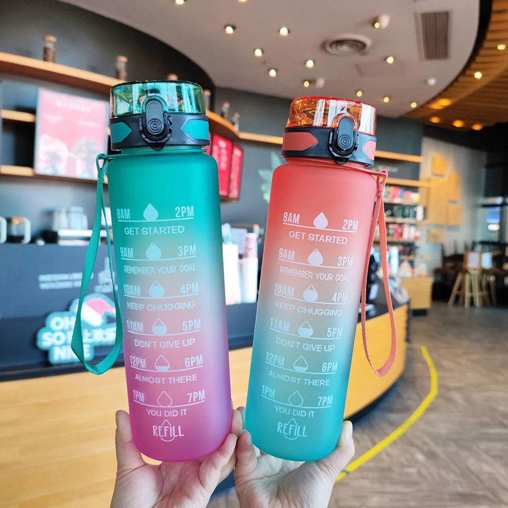Portable Water Bottle Water Cups Motivational Sports Water bottle with Time Maker Leak-proof Cup for Outdoor Sport Fitness