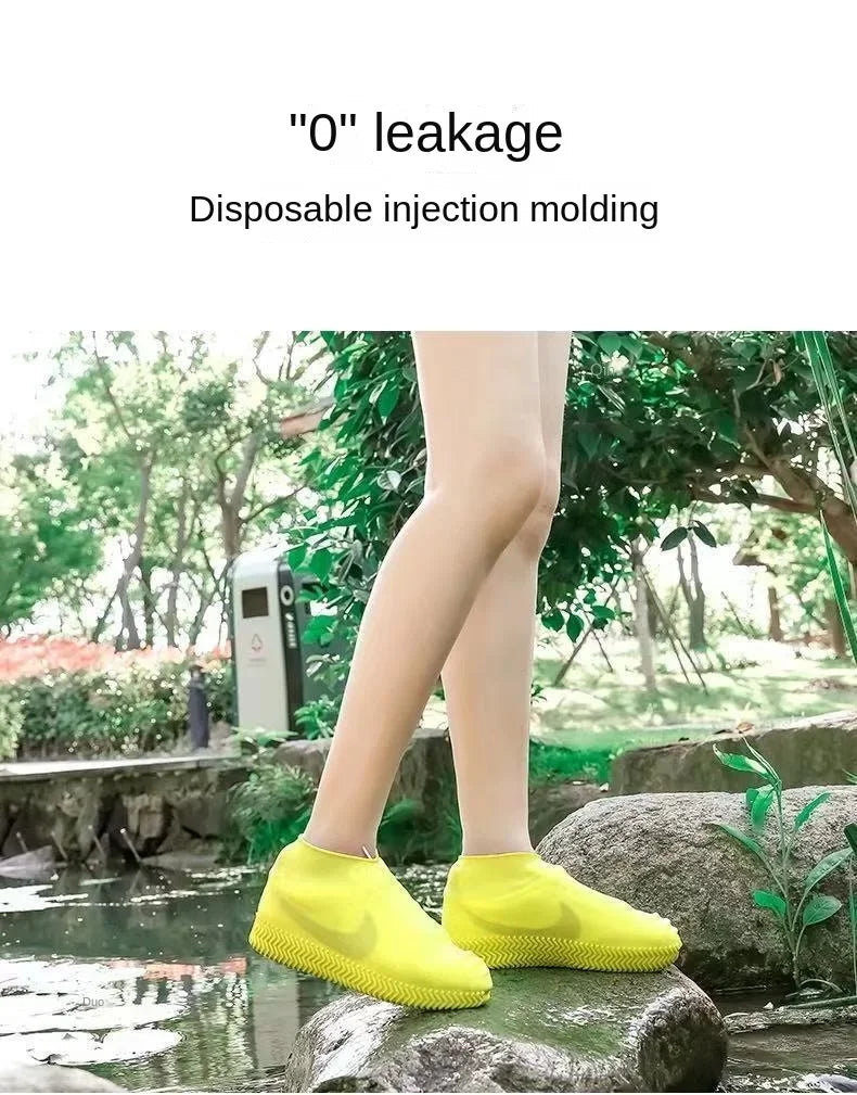 1 Pair Silicone WaterProof Shoe Covers Lip-resistant Rubber Rain Boot Rain Gear Overshoes Accessories for Outdoor Rainy Day