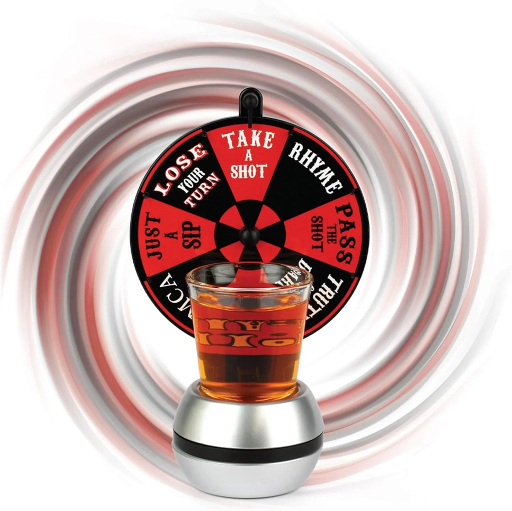 Spin The Wheel Shot Drinking Game- Fun Adult Party/College Shot Glass Spinner Toy for Home Entertaining, Parties, Tailgating