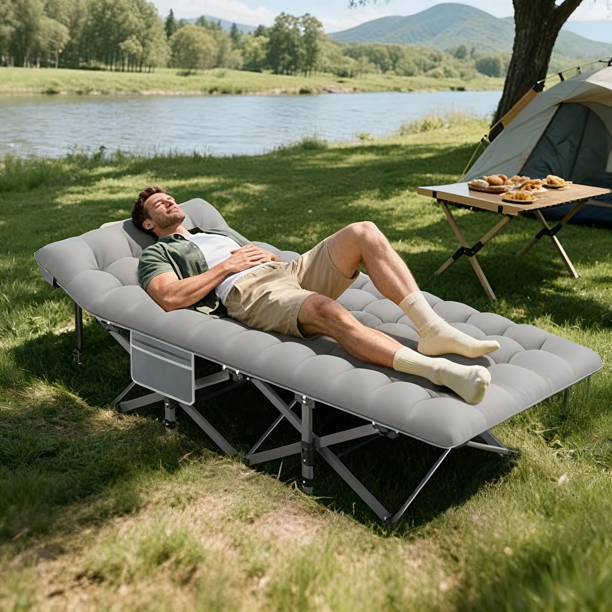 8-Leg Folding Bed With Mattress(Mattress-free Option Available)|Portable Adult Sleeping Cot With Carry