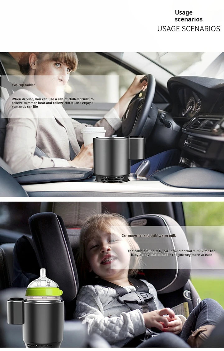 2 In 1 Car Cup Mug Holder DC 12V Warmer Smart Car Cup Car Heating Cooling Cup Touch Screen Office Cup Mug Holder for Home Travel