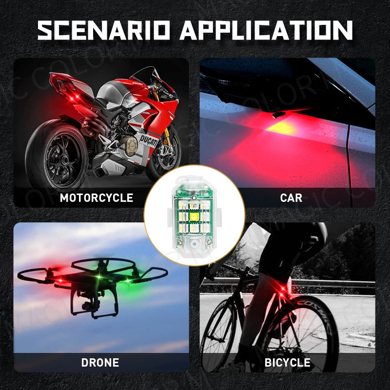 Wireless Remote Control LED Strobe Light for Car Auto Motorcycle Bike Drone Scooter Anti-collision Warning Lamp Flash Indicator