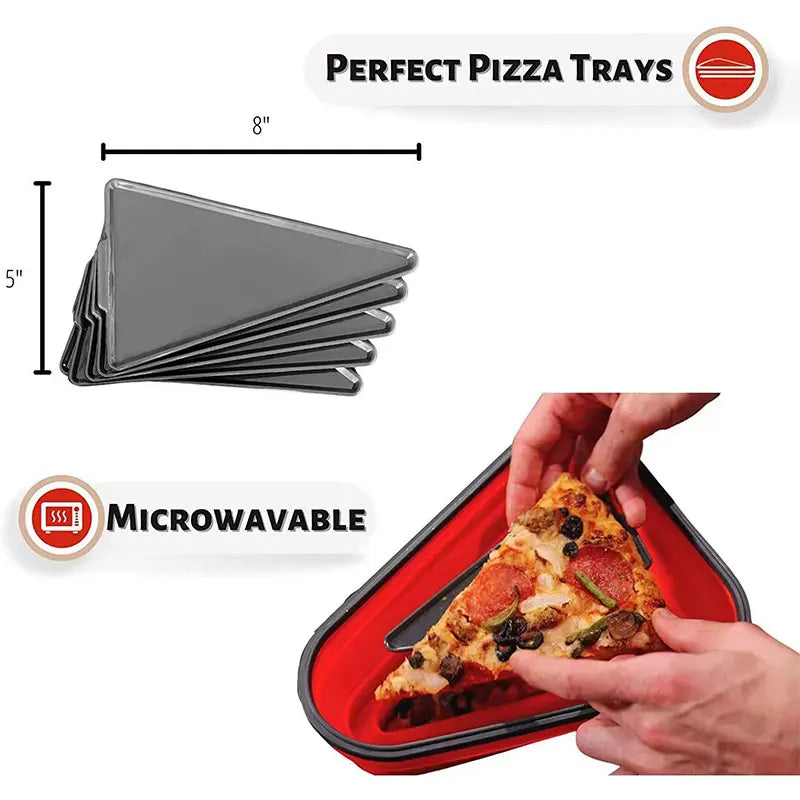 Baby Food Grade Silicone Folding Pizza Box Reusable Triangle Pizza Packing Box Take Away Box Silicone Children Food Storage Box
