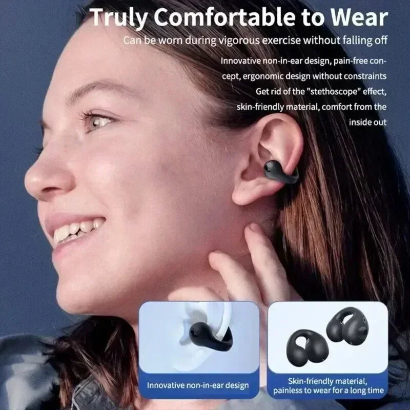 New T75 Bluetooth 5.3 Bone Conduction Earphones - Waterproof Sports Headphones with HiFi Stereo Sound