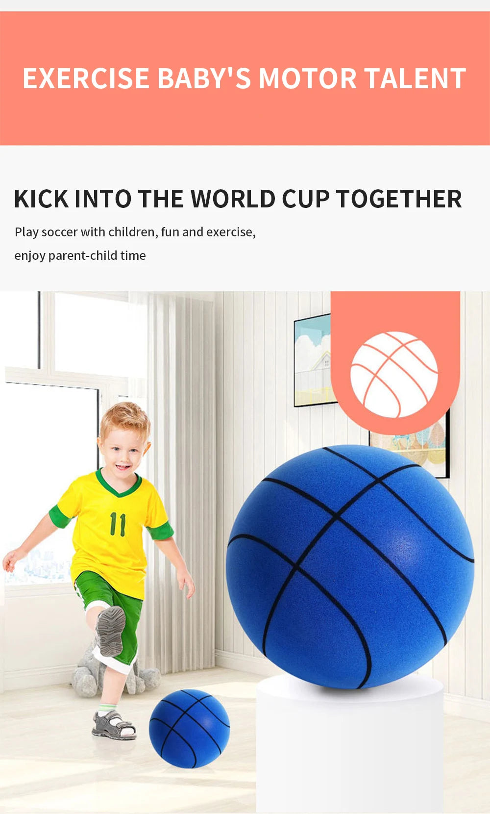Diameter 24/22/18cm Silent High Density Foam Sports Ball Indoor Mute Basketball Soft Elastic Ball Children Sports Toy Games
