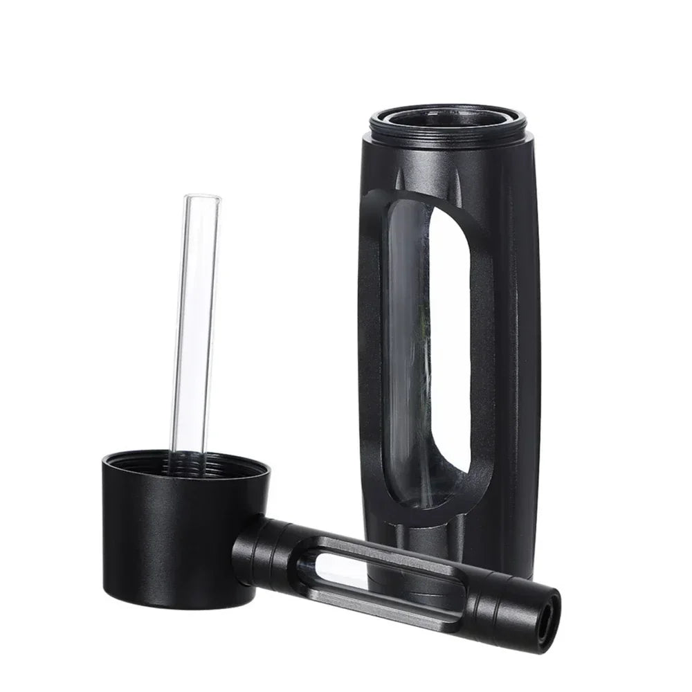 Portable Metal Smoking Pipe with 155mm Glass Bowls Dry Burning Grass Tobacco Pipes Hookah Shisha Pipa for Smoke Accessories