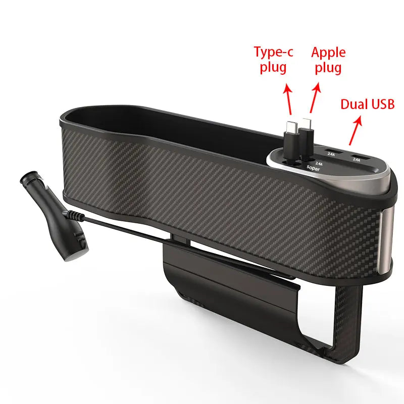 SEAMETAL Car Seat Gap Filler Organizer With Cup Holder Front Seat Console Side Pocket With Wireless Charging,Type-C,Lightning