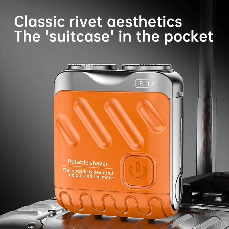 Mini Electric Shaver Dual Head Waterproof Type-C Rechargeable Shaver Travel Rotary Razor Men's Portable Hair Beard Trimmer Tool