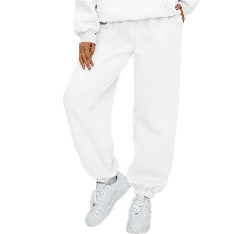 autumn winter Women's Pants Solid Color Sweatpants Daily casual Pants Women's Comfortable loose Drawstring Women's Trousers