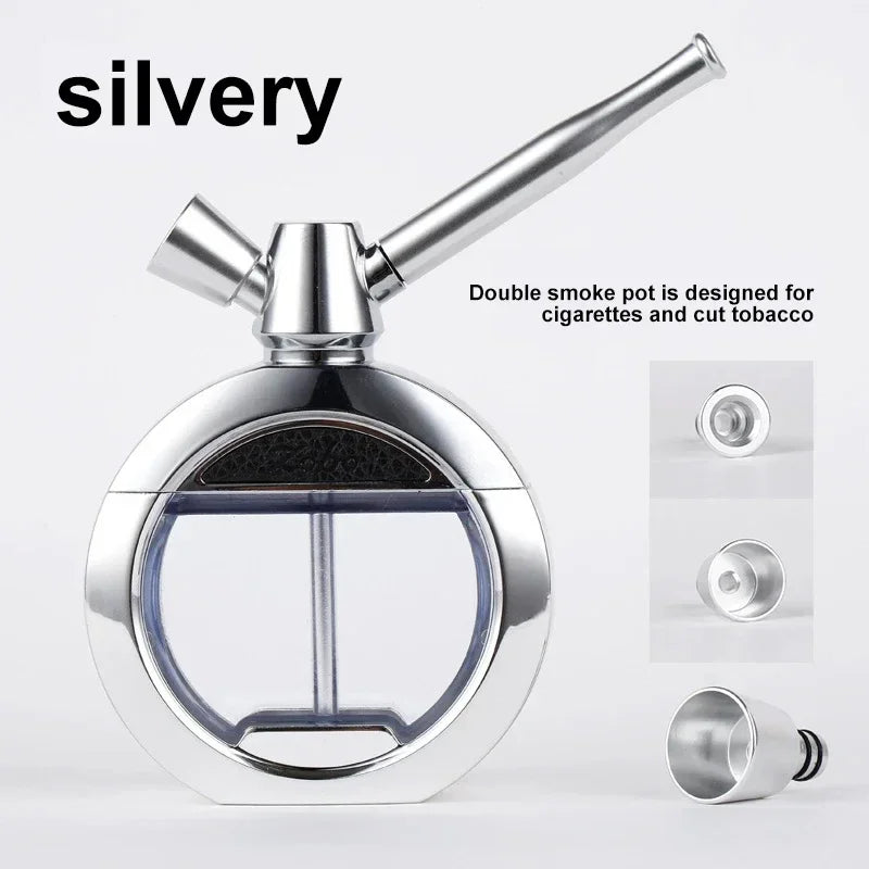 CRUSHER Dry Herb Grass Tobacco Pipes Kit Zinc Alloy Hookah Set Men and Women Use Double Filter Water Smoking Pipe Accessories