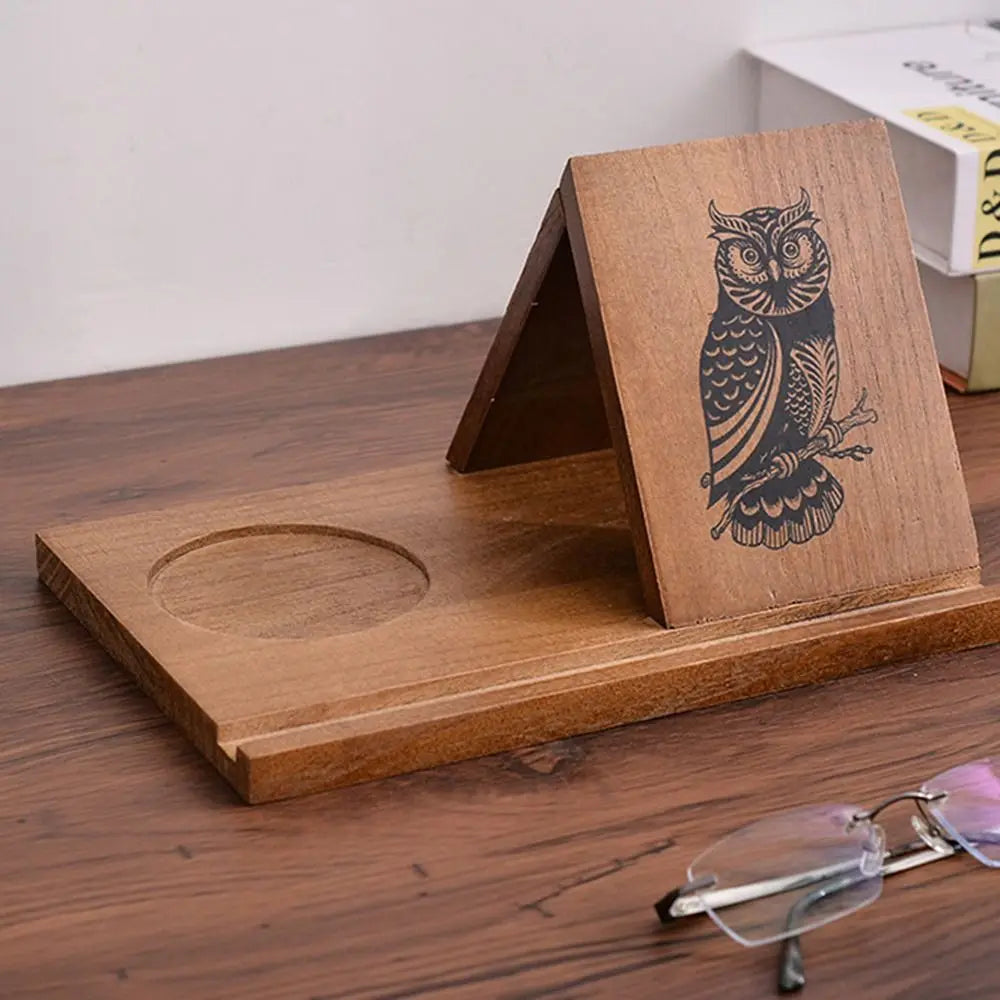 Removable Wooden Reading Stand Handmade Owl Multifunctional Recipe Shelf Small Bookshelf Sturdy Triangle Book Stand