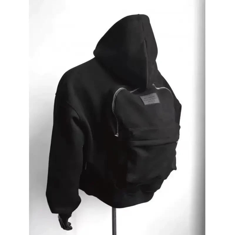 Spring Autumn New Men's American Heavy-duty Hoodie Zipper Backpack Bag Design Sweatshirt Men Women Jacket Hooded For Male Coats
