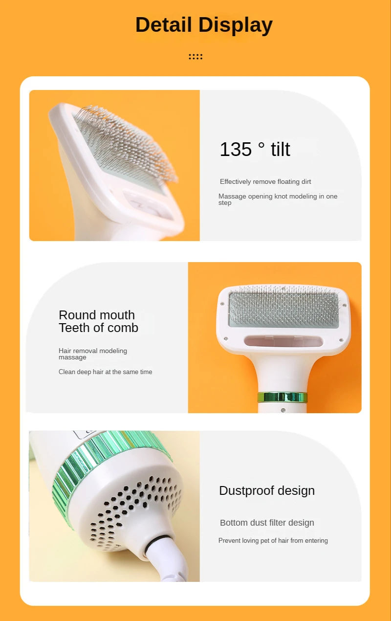 2-In-1 Pet Dog Dryer Quiet Dog Hair Dryers and Comb Brush Grooming Kitten Cat Hair Comb Puppy Fur Blower Adjustable Temprature