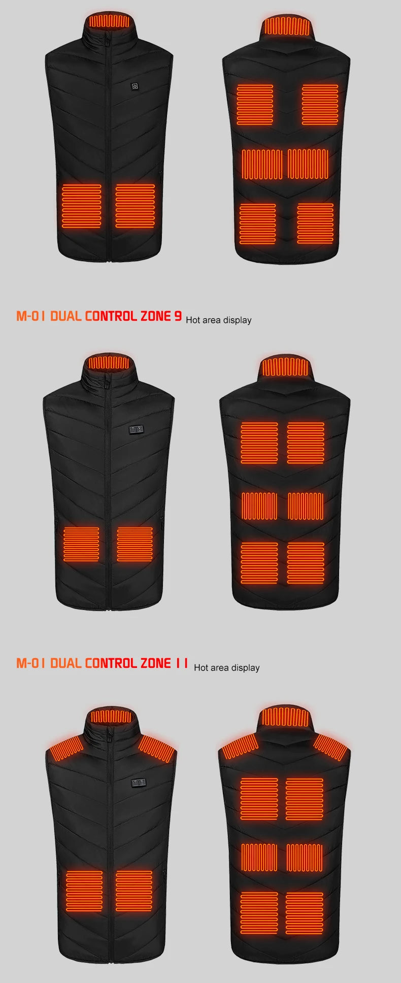 TODWARM Heating Vest Blue Men's Jacket Heated Winter Women's Heated Jacket Thermal Vest Warmer Outdoor Sports Jacket